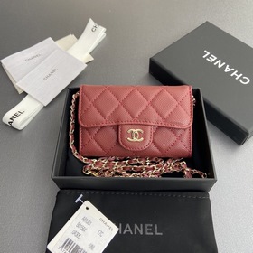 小香進(jìn)口意大利顆粒牛皮 貨號：A81081(鍊條小卡包) 尺寸：w11 h7c