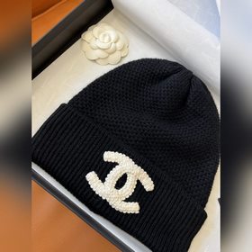 Chanel 24B 針織羊絨冷帽 黑色！ Size：均碼！100%羊絨 簡約