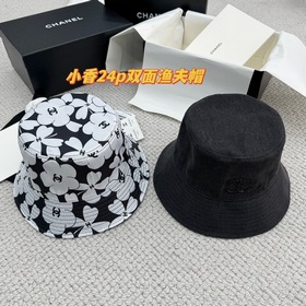 Chanel 24 小香雙面山茶花亮片牛仔漁夫帽 手縫珠片系列。漁夫帽雙面都可以