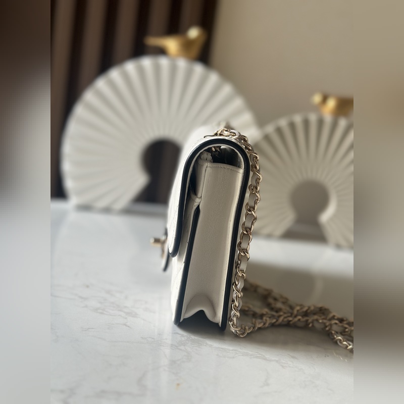 琺瑯扣 最新woc	Chanel25夏預告系列黑白色鍊條 錢包，容量空間剛剛好實