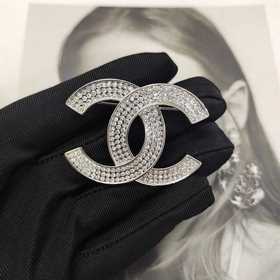Chanel  新款 香奈兒新款 滿鑽光面 銀色胸針