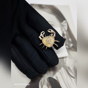 Chanel  新款 香奈兒雙c螃蟹腳步 心樹脂胸針