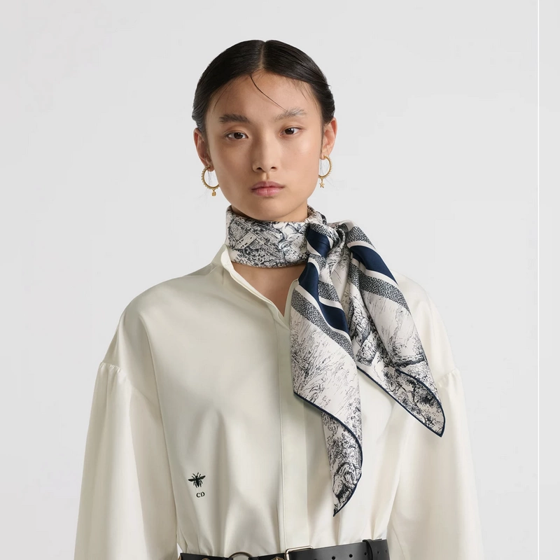 SDO2518 18姆米雙面 90x90cm斜紋真絲 迪奧 蘇格蘭茹伊印花