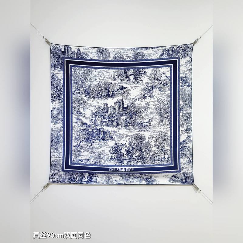 SDO2518 18姆米雙面 90x90cm斜紋真絲 迪奧 蘇格蘭茹伊印花