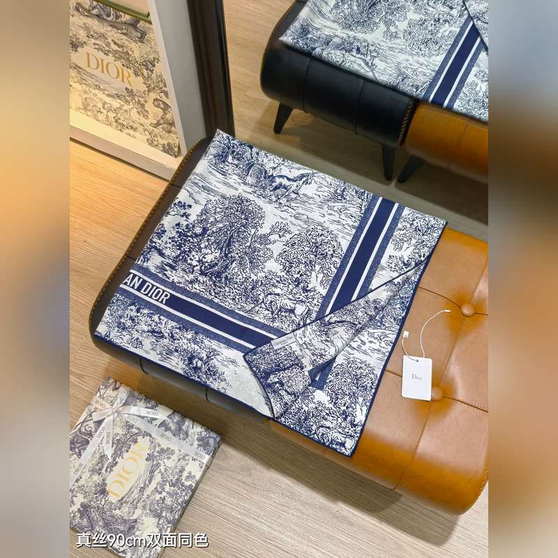 SDO2518 18姆米雙面 90x90cm斜紋真絲 迪奧 蘇格蘭茹伊印花