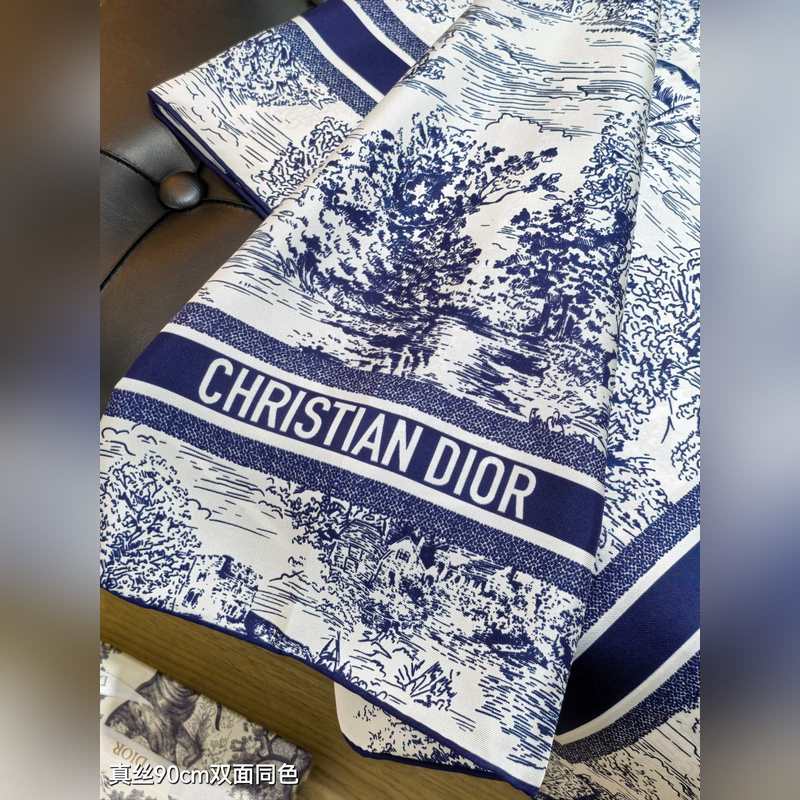 SDO2518 18姆米雙面 90x90cm斜紋真絲 迪奧 蘇格蘭茹伊印花