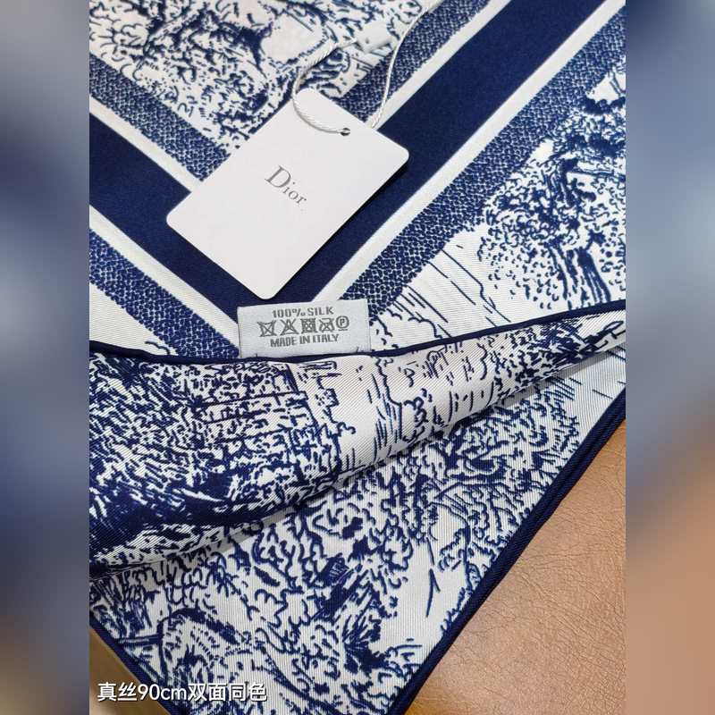 SDO2518 18姆米雙面 90x90cm斜紋真絲 迪奧 蘇格蘭茹伊印花