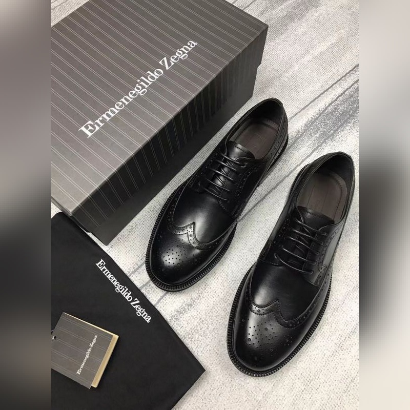 zg傑尼亞Ermenegildo zegna系帶布洛克男士輕質(zhì)皮鞋，Zzegna