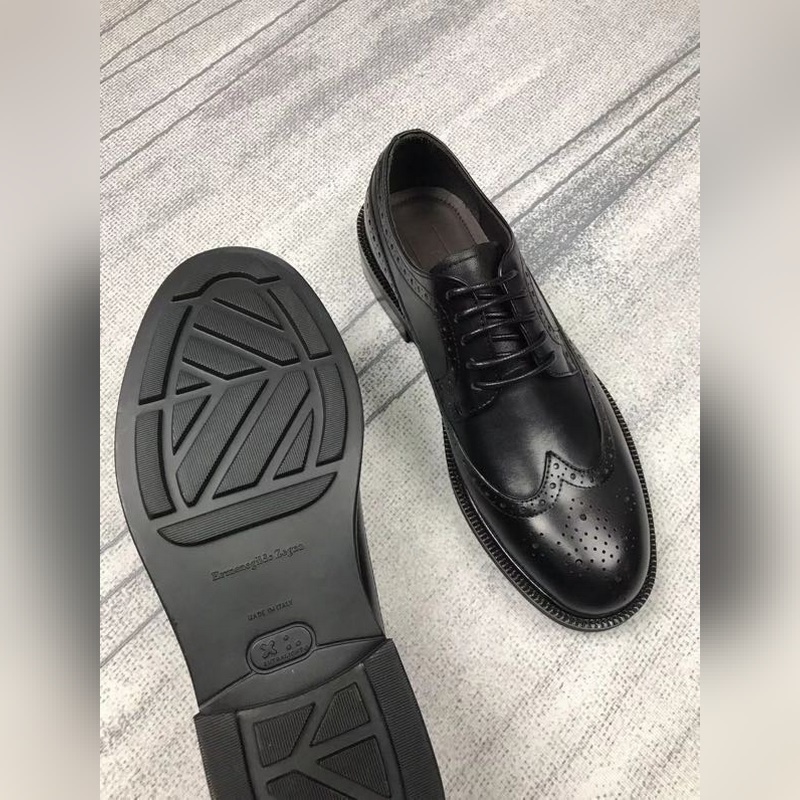 zg傑尼亞Ermenegildo zegna系帶布洛克男士輕質(zhì)皮鞋，Zzegna