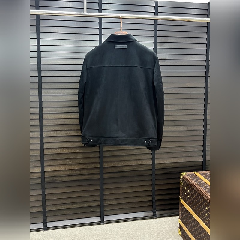 Zegna 傑尼亞 25秋冬時尚翻領麋鹿皮輕薄羽絨夾克 內沖80g-90白鴨絨