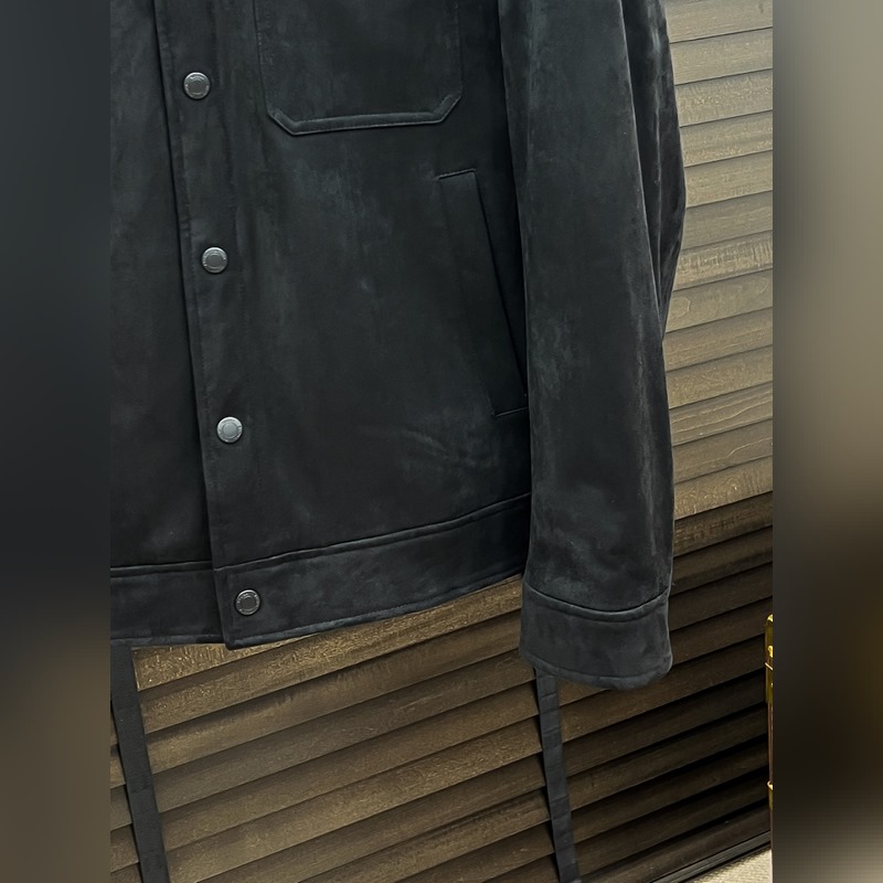 Zegna 傑尼亞 25秋冬時尚翻領麋鹿皮輕薄羽絨夾克 內沖80g-90白鴨絨