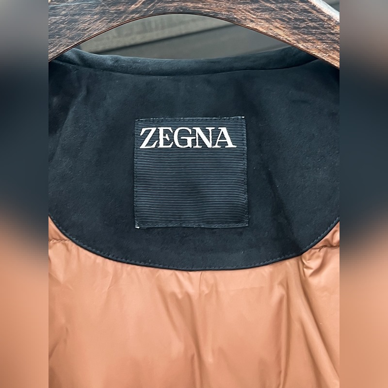 Zegna 傑尼亞 25秋冬時尚翻領麋鹿皮輕薄羽絨夾克 內沖80g-90白鴨絨