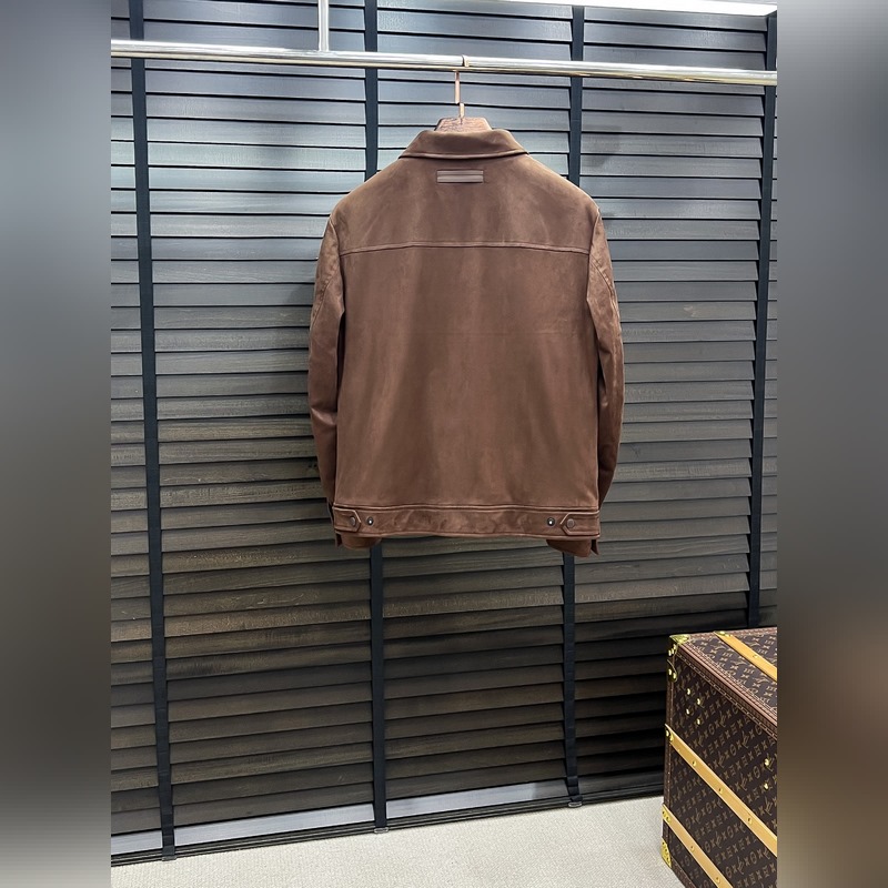 Zegna 傑尼亞 25秋冬時(shí)尚翻領(lǐng)麋鹿皮輕薄羽絨夾克 內(nèi)沖80g-90白鴨絨