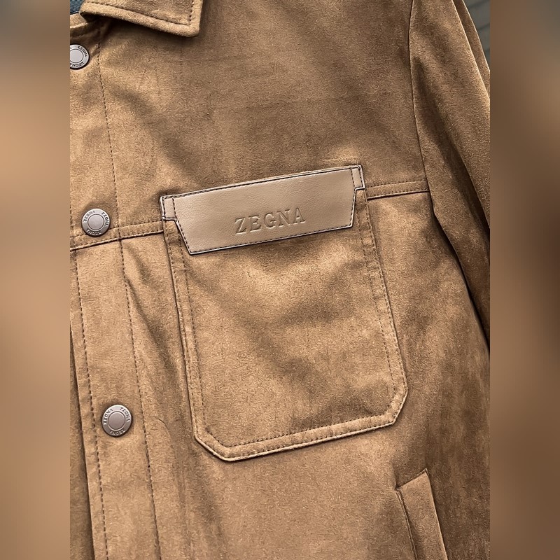 Zegna 傑尼亞 25秋冬時(shí)尚翻領(lǐng)麋鹿皮輕薄羽絨夾克 內(nèi)沖80g-90白鴨絨