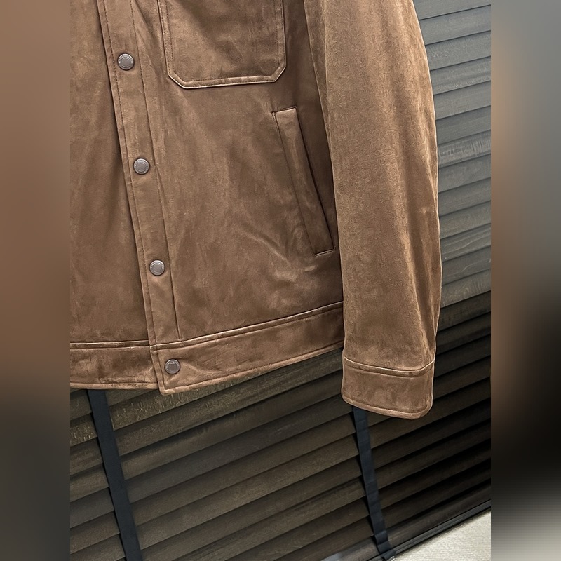 Zegna 傑尼亞 25秋冬時(shí)尚翻領(lǐng)麋鹿皮輕薄羽絨夾克 內(nèi)沖80g-90白鴨絨