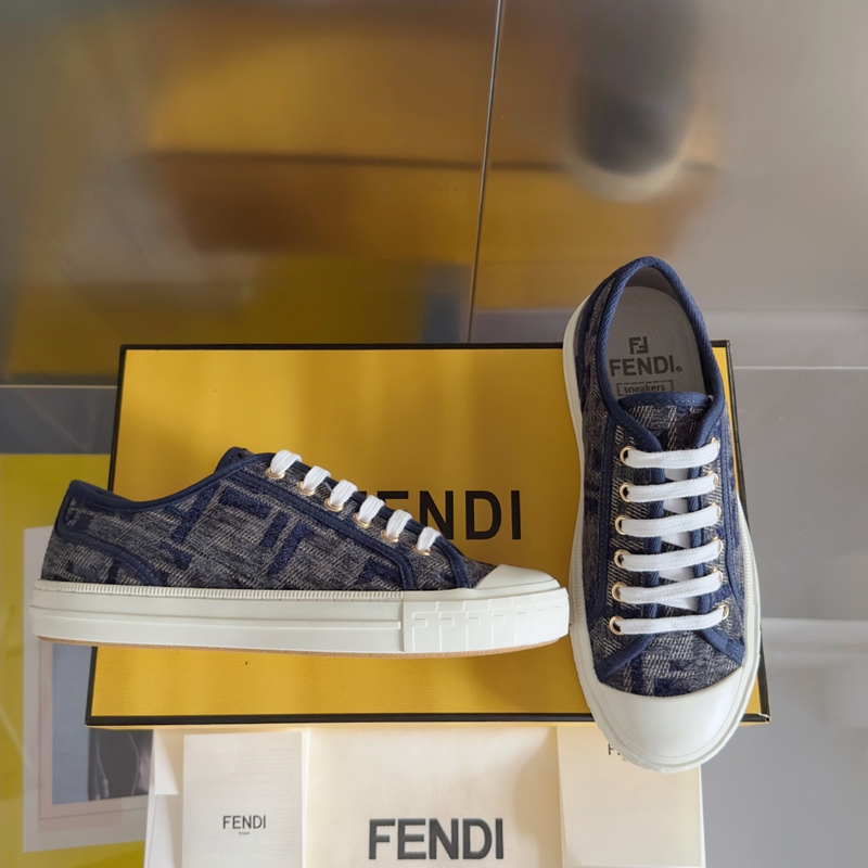 Fendi芬迪Domino系列 老花FF帆布 情侶款 休閑 運動鞋 滑闆鞋 原版