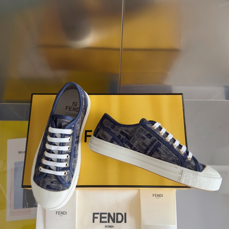Fendi芬迪Domino系列 老花FF帆布 情侶款 休閑 運動鞋 滑闆鞋 原版