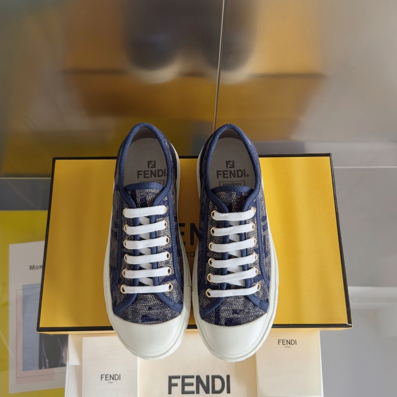 Fendi芬迪Domino系列 老花FF帆布 情侶款 休閑 運動鞋 滑闆鞋 原版