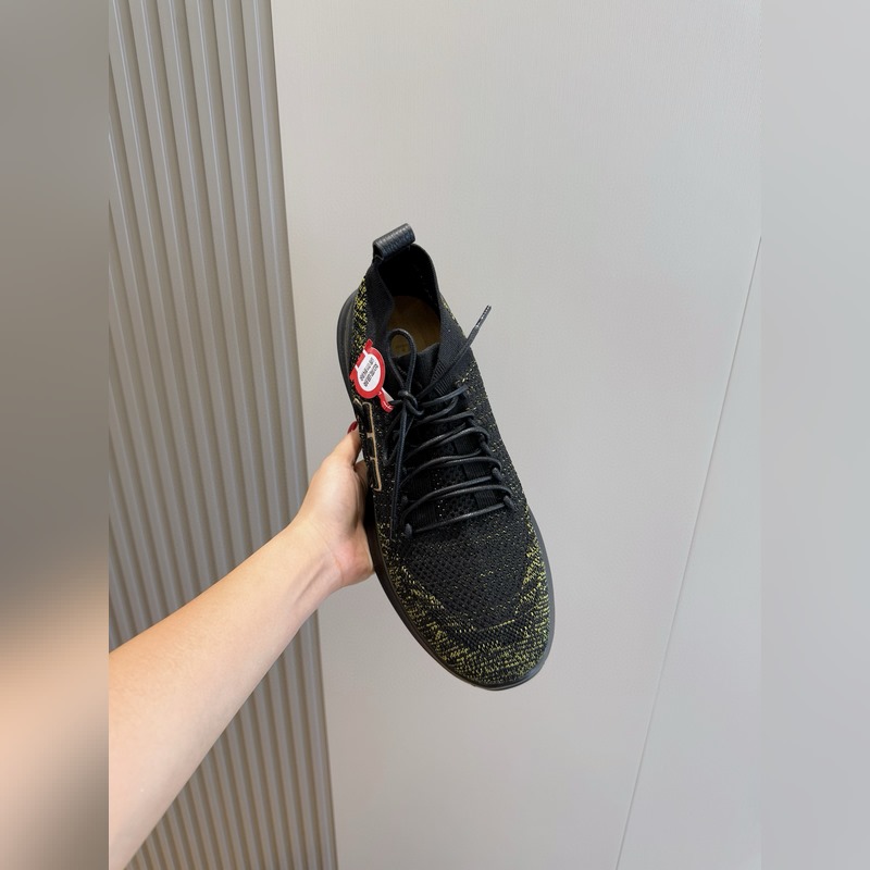 Ferragamo Gancini飛織低幫運動鞋采用混色紋理的技術性雙面針織面料