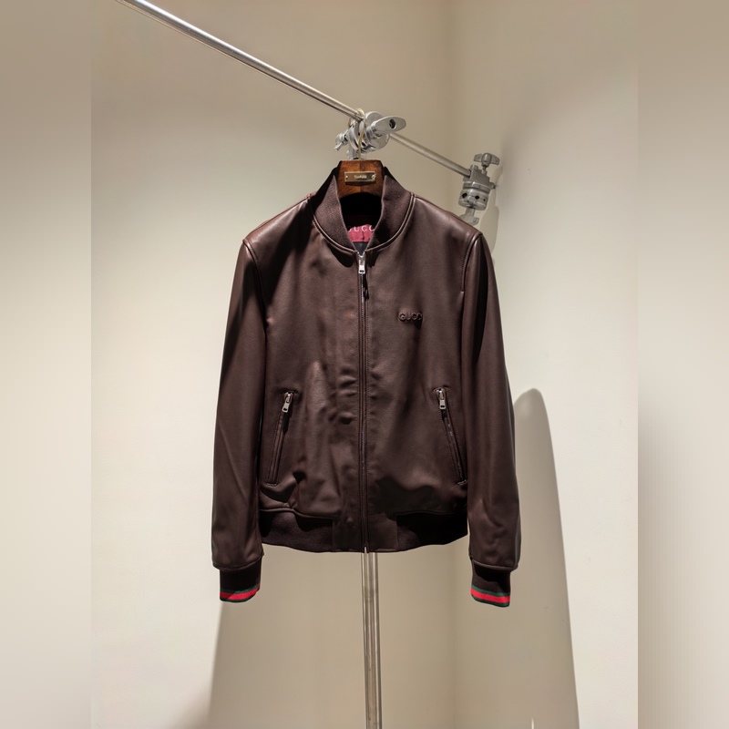 Gucci秋冬新品羊皮夾克 進口羊皮制作 還原 YB 質感超給力 秒殺市場版 胸