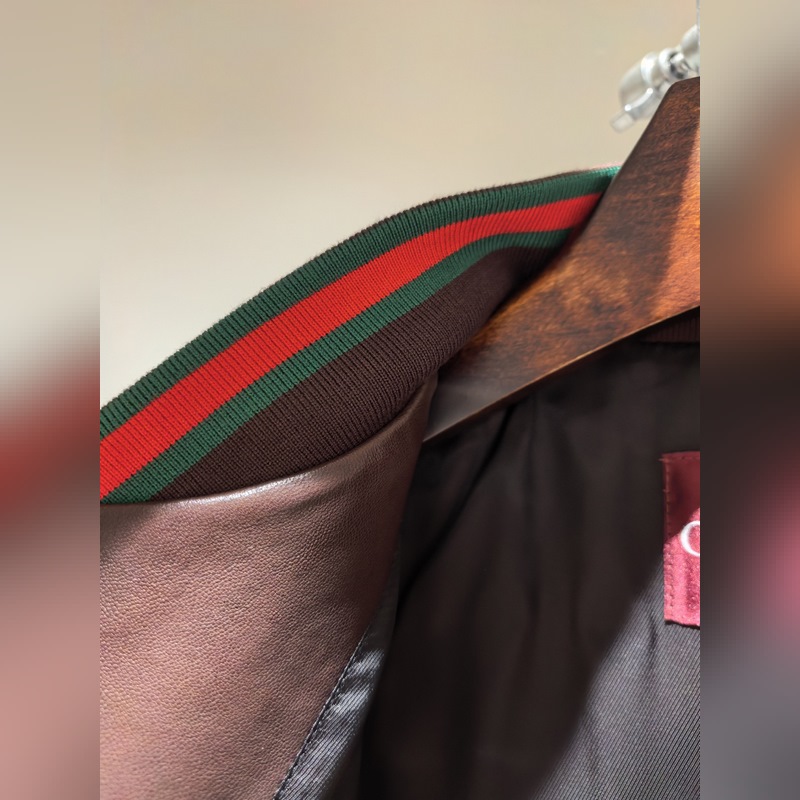 Gucci秋冬新品羊皮夾克 進口羊皮制作 還原 YB 質感超給力 秒殺市場版 胸