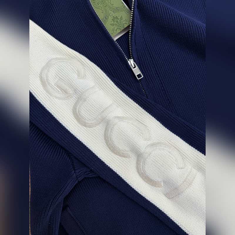 Gucci 學院風開衫毛衫外套、紗線采用100純棉，克重高達1100克，工藝複雜