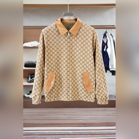 Gucci古奇-2026SS早秋新品 暗紋提花連帽夾克。客供五金裝飾輔料，面料采