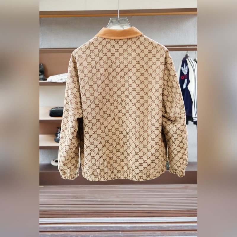 Gucci古奇-2026SS早秋新品 暗紋提花連帽夾克?？凸┪褰鹧b飾輔料，面料采