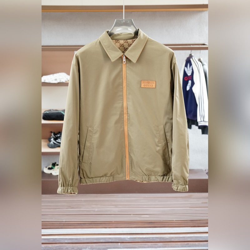 Gucci古奇-2026SS早秋新品 暗紋提花連帽夾克?？凸┪褰鹧b飾輔料，面料采