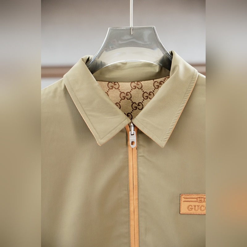 Gucci古奇-2026SS早秋新品 暗紋提花連帽夾克?？凸┪褰鹧b飾輔料，面料采