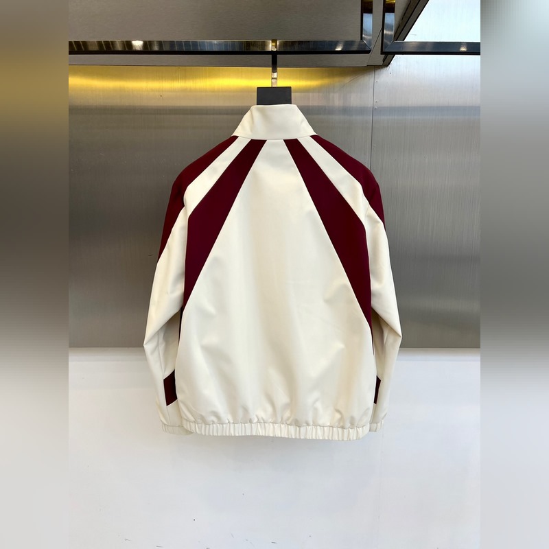 Gucci古馳、25FW活力動感撞色跑道廓形休閑網眼內裡運動拉鍊薄棉，夾棉外套。