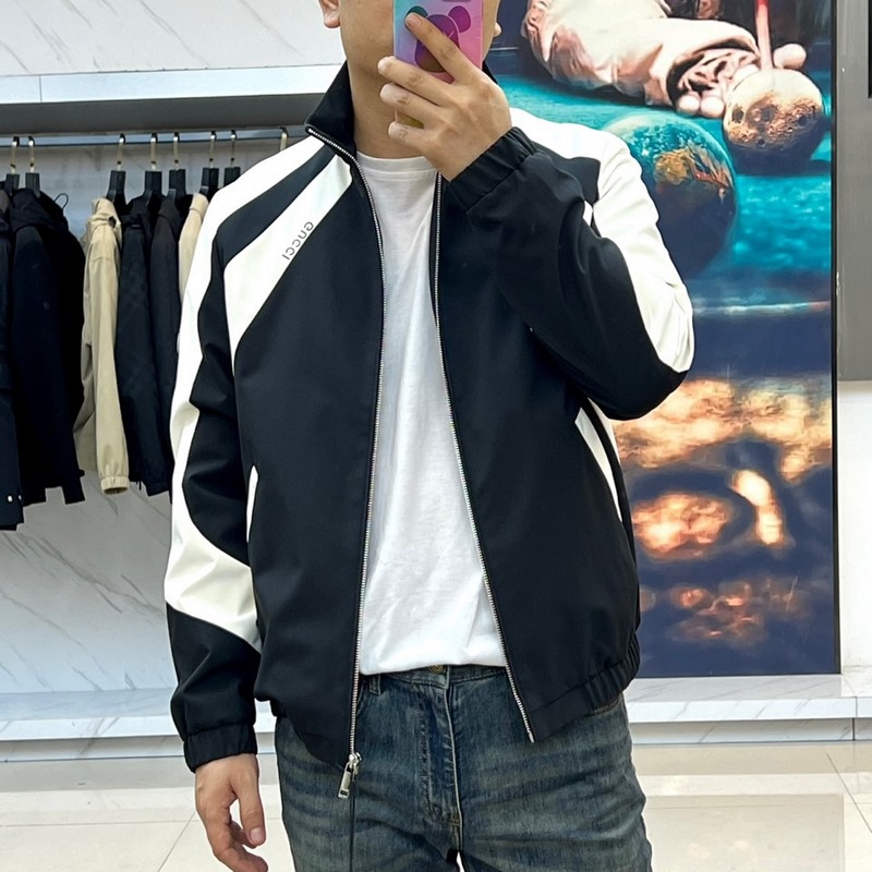 Gucci古馳、25FW活力動感撞色跑道廓形休閑網眼內裡運動拉鍊薄棉，夾棉外套。