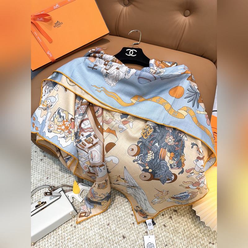 愛馬仕(Hermes)2026年秋冬搶先 上新 [雙面同色絲毛方巾]手工卷邊山羊