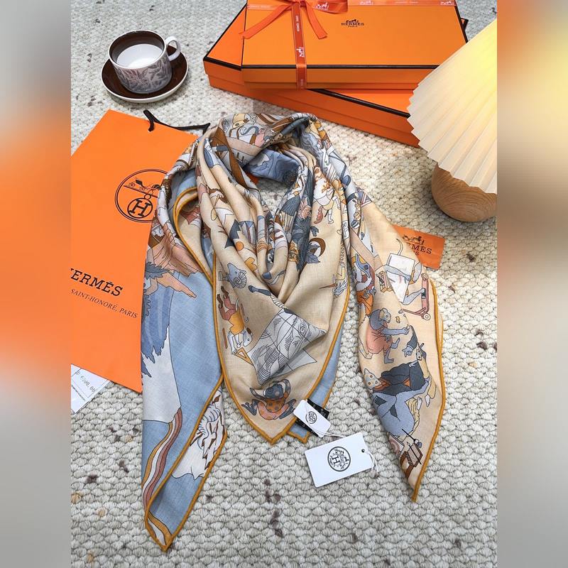 愛馬仕(Hermes)2026年秋冬搶先 上新 [雙面同色絲毛方巾]手工卷邊山羊