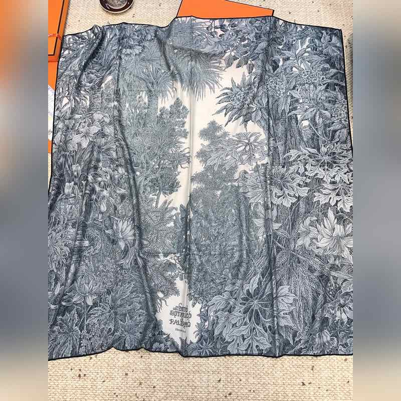 愛馬仕(Hermes)羊絨新款 巴勒莫植物園 羊絨方巾，頂級工藝超值 愛馬仕專櫃