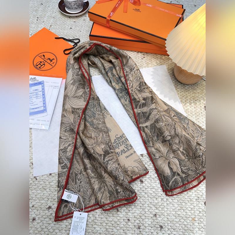 愛(ài)馬仕(Hermes)羊絨新款 巴勒莫植物園 羊絨方巾，頂級(jí)工藝超值 愛(ài)馬仕專(zhuān)櫃