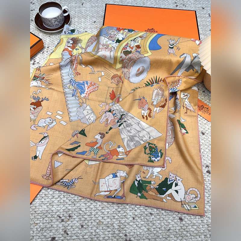 愛馬仕(Hermes)2026年秋冬搶先 上新 [雙面同色絲毛方巾]手工卷邊山羊