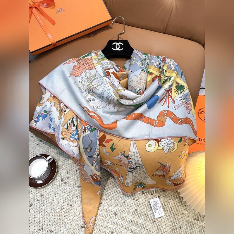 愛馬仕(Hermes)2026年秋冬搶先 上新 [雙面同色絲毛方巾]手工卷邊山羊