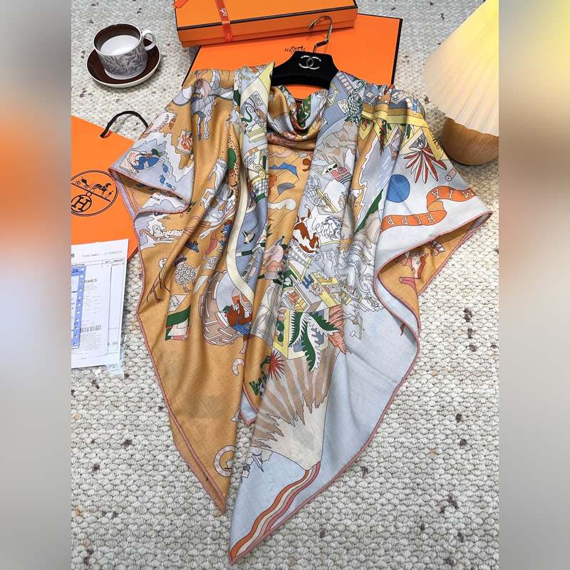 愛馬仕(Hermes)2026年秋冬搶先 上新 [雙面同色絲毛方巾]手工卷邊山羊