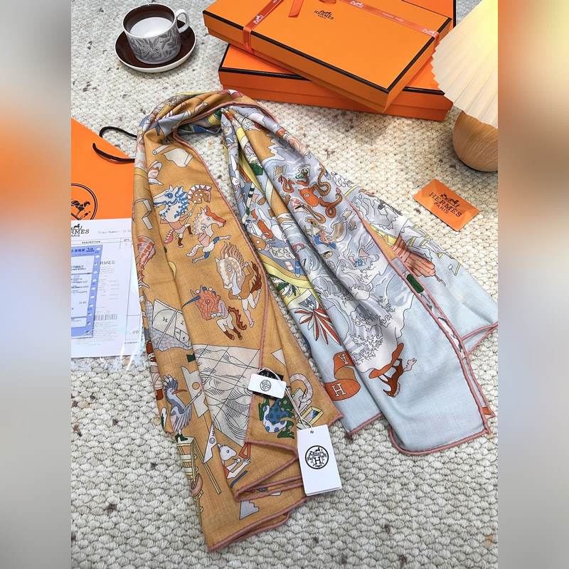 愛馬仕(Hermes)2026年秋冬搶先 上新 [雙面同色絲毛方巾]手工卷邊山羊