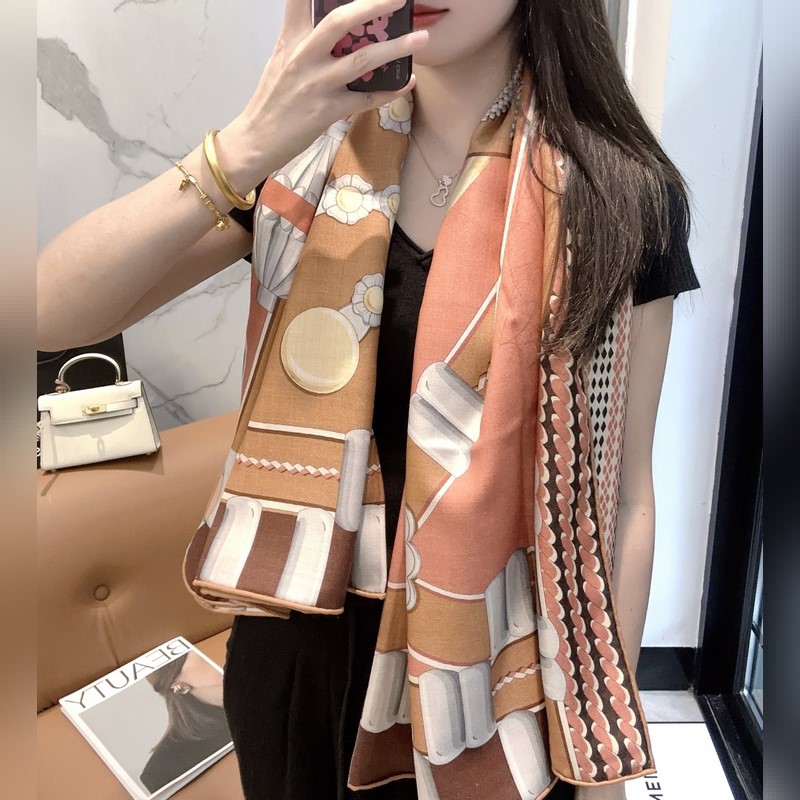 真絲 羊毛] 愛馬家的(Cosmographia Universalis)絲巾是