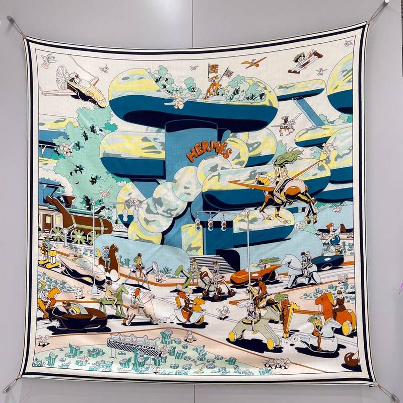 Hermes New 超現實愛馬仕樞紐 Size：140x140cm 70%山羊