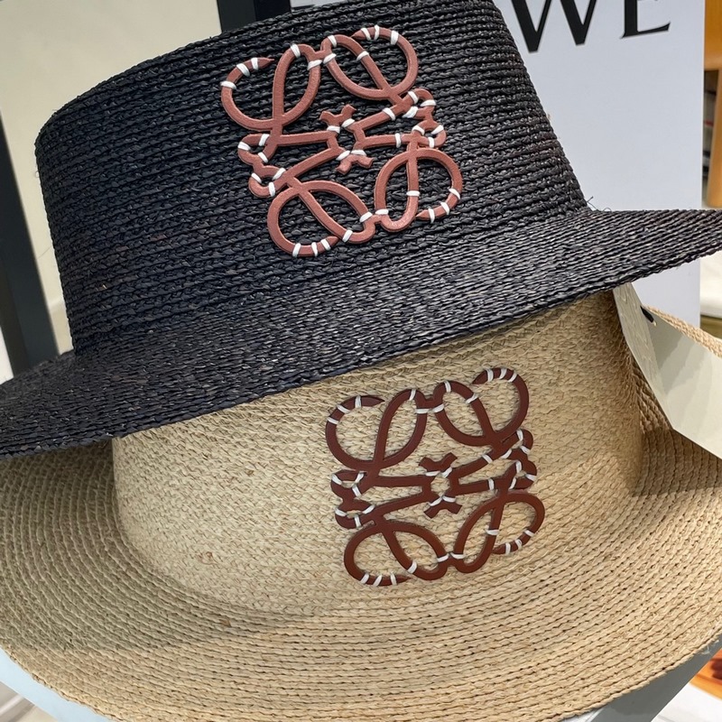 LOEWE 春夏日寬檐休閑平頂草帽 度假logo 進(jìn)口頂級拉菲編織草帽子。 進(jìn)口