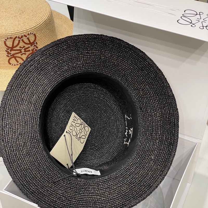 LOEWE 春夏日寬檐休閑平頂草帽 度假logo 進口頂級拉菲編織草帽子。 進口