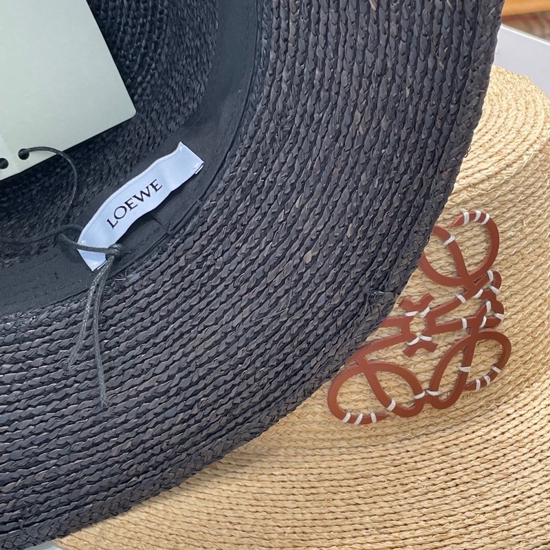 LOEWE 春夏日寬檐休閑平頂草帽 度假logo 進口頂級拉菲編織草帽子。 進口