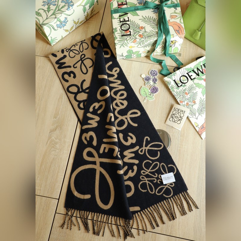 羅意威字母圍巾，羅意威塗鴉款雙面圍巾，男女同款。loewe超美新款圍巾！超級推薦