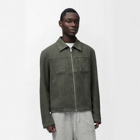 羅意威LOEWER25早秋新款麂皮絨環(huán)保皮革翻領(lǐng)夾克，男士經(jīng)典字母標(biāo)識(shí)壓紋襯衫式