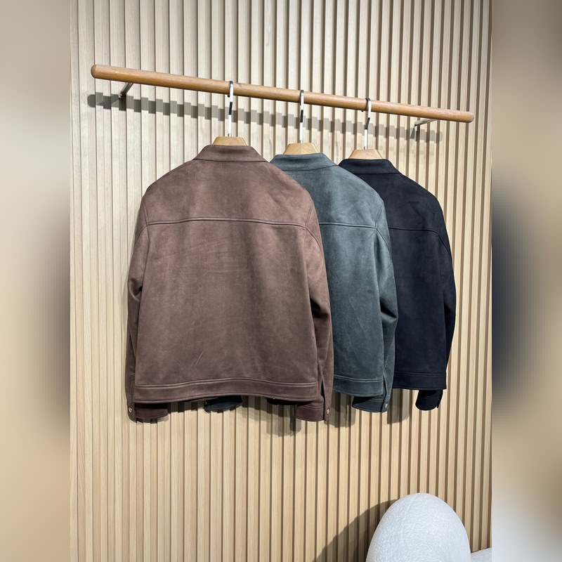 羅意威LOEWER25早秋新款麂皮絨環保皮革翻領夾克，男士經典字母標識壓紋襯衫式