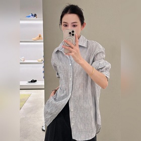 羅意威 。LOEWE 26ss輕質(zhì)紋理?xiàng)l紋刺繡襯衫 正品5609購(gòu)入 定制全棉