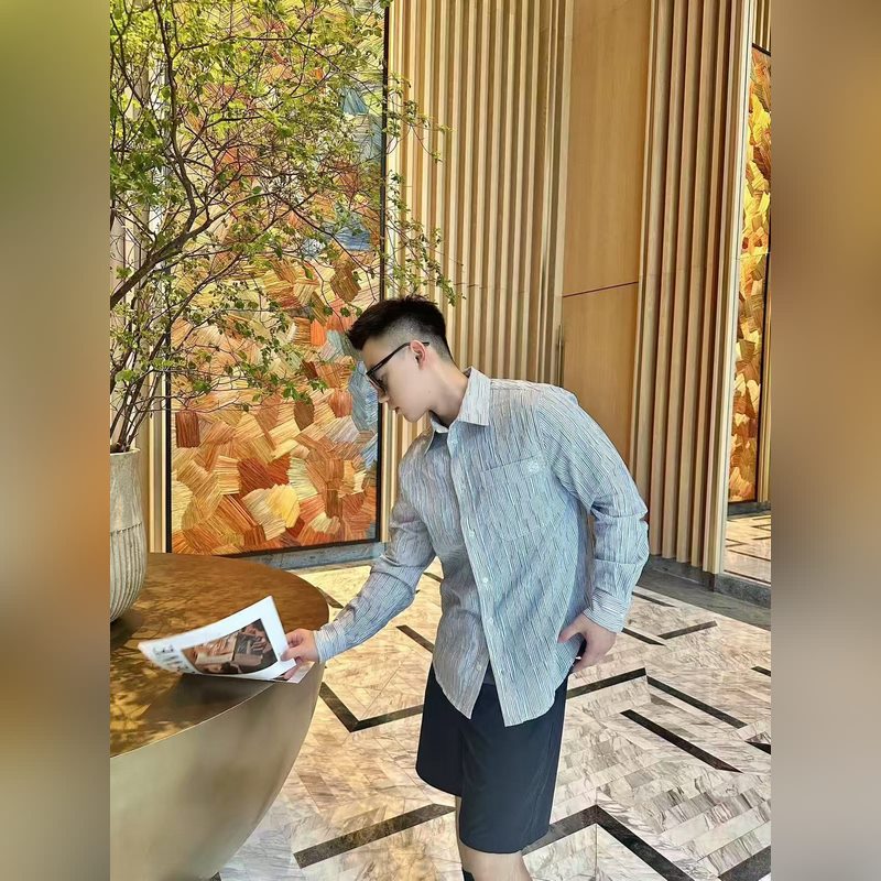 羅意威 。LOEWE 26ss輕質紋理條紋刺繡襯衫 正品5609購入 定制全棉